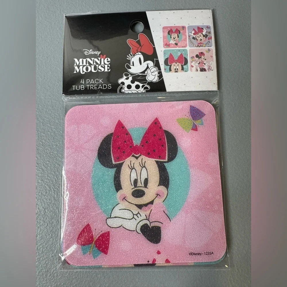 Disney Minnie Mouse Pink and Teal Bath Tub Treads - 4 Pack